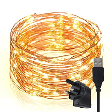 Led String Lights,TechRise 10-Meters 100 LEDS Star Starry Copper Wire Fairy String Lights For Holiday Party Wedding Christams Decoration - Warm Light