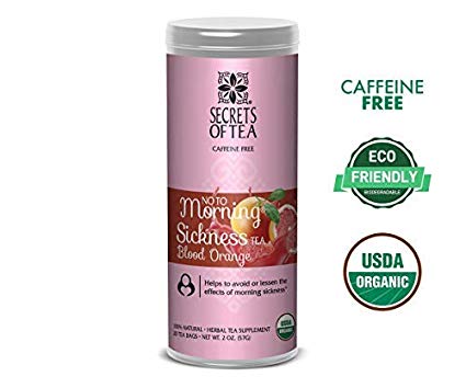 Secrets of Tea - No to Morning Sickness (Blood Orange) Pregnancy Tea for Nausea, Constipation & Much More -Certified USDA Organic No Caffeine-No Natural Flavors as They can be Very Bad for mom & Baby