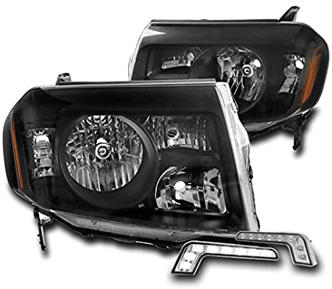 ZMAUTOPARTS Replacement Black Headlights Headlamps with 6.25" White LED DRL Lights For 2009-2011 Honda Pilot