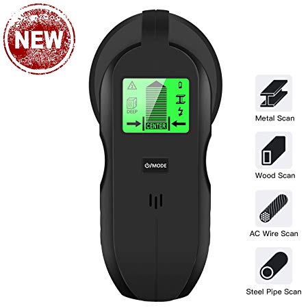 Multifunction Stud Finder Wall Scanner Metal and AC Live Wire Detector Edge-Finding Scanning & Large LCD Display & Warning Detection for AC Wire/Metal/Studs Wood