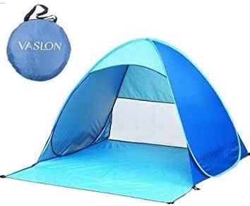 UPF 50  Easy Pop Up Beach Tent Sun Shelter 3-4 Person Instant Automatic Portable Baby Cabana Sun Shade Umbrella(Blue)