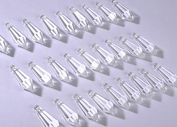 H&D 50pcs 38mm Crystal Icicle Pendant Chandelier Prisms Drops Lamp Candle Holders Curtain DIY Parts(clear)