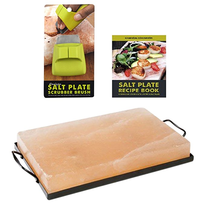 Charcoal Companion Himalayan Salt Plate, Holder, Scraper & Recipe Book Set