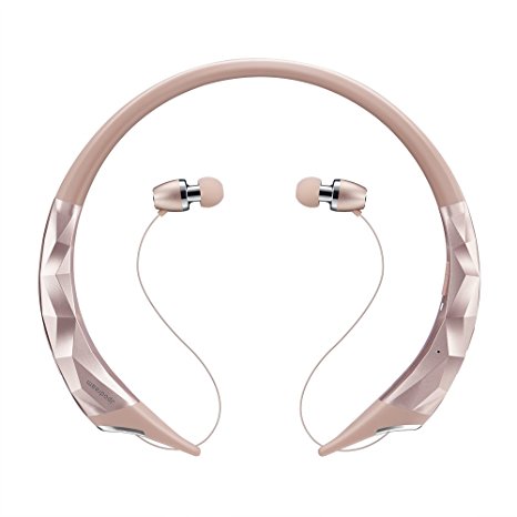 Bluetooth Headphones, Jpodream HX885 Wireless Neckband Bluetooth Earbuds Headset V4.1 Stereo Noise Cancelling Earbuds with Mic(Rose Gold)