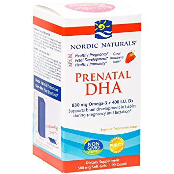 Nordic Naturals - Prenatal DHA, Supports Brain Development in Babies During Pregnancy and Lactation, Strawberry 90 Soft Gels (FFP)