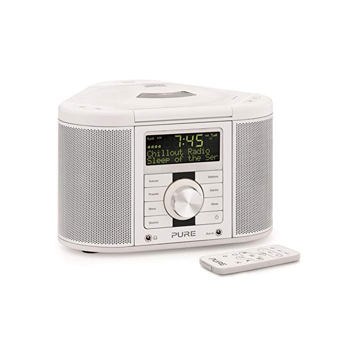 Pure Chronos Series 2 DAB/FM Stereo Alarm Clock Radio with CD Player, White