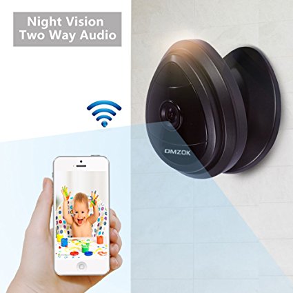 DMZOK Mini WiFi Camera, Wireless Security IP Camera, Nanny Cam, HD 720P Home Surveillance Camera with Night Vision Two Way Audio Motion Detection