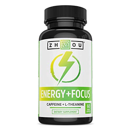 Caffeine with L-Theanine for Smooth Energy & Focus - Focused Energy for Your Mind & Body - No Crash ▫ No Jitters - #1 Nootropic Stack for Cognitive Performance - Veggie Capsules