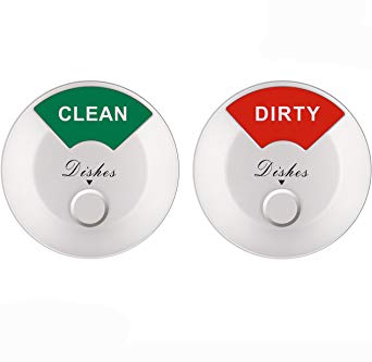 Round Dishwasher Magnet Clean Dirty Sign Indicator Non-Scratching Strong Magnet or 3M Adhesive Options Indicator Tells Whether Dishes Are Clean or Dirty 3.8” Diameter (Silver)
