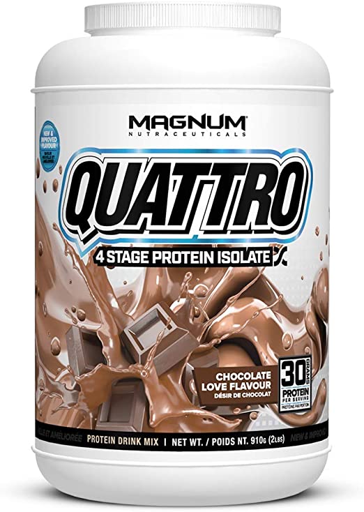 Magnum Nutraceuticals Quattro Protein Powder - 2lbs - Chocolate Love - Protein Isolate - Lean Muscle Creator - Metabolic Optimizer