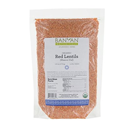 Banyan Botanicals Red Lentils (Masoor Dal) - USDA Organic - Non GMO - Gluten Free Protein - Creamy Soups & Curries