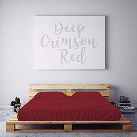 PeachSkinSheets Night Sweats: The Original Moisture Wicking, 1500tc Soft XL Twin Dorm Sheet Set DEEP Crimson RED