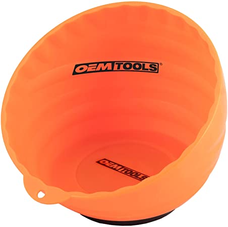 OEM TOOLS 25332 Orange Magnetic Nut Cup, Magnetic Bowls for Holding Nuts and Bolts, 6 Inch Cup Diameter, Coated Magnet Sticks to All Metal Work Surfaces