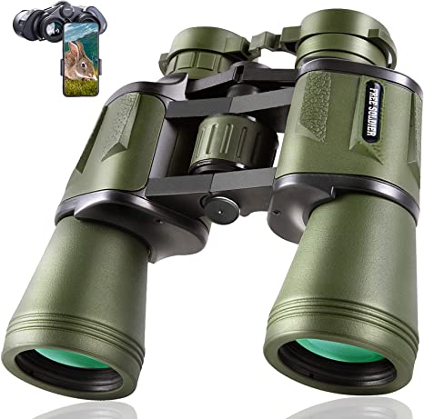 20 x 50 Hunting Binoculars for Adults with Low Light Night Vision - 28 mm Large Eyepiece Professional Waterproof Binoculars for Birds Watching Hiking Concert Travel with BAK4 Prism FMC Lens, Green