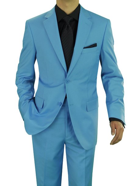 Presidential Giorgio Napoli Men's Two Button Suit Sky Blue