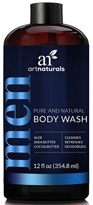 ArtNaturals Men’s Natural Body Wash – (16 Fl Oz / 473ml) – Shower Gel that Cleanses, Refreshes and Deodorizes – with Aloe Vera, Shea Butter, Essential Oils and Cocoa Butter