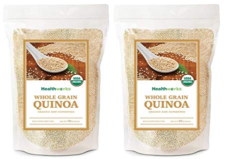 Healthworks Quinoa, Peruvian White Whole Grain Raw Organic, 4lb (2 2lb Packs)