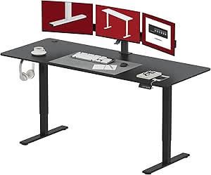 SANODESK Electric Standing Desk 71x32 Inch Height Adjustable Stand Up Desk Home Office Computer Workstation Sit Stand Home Office Desk with Splice Board (Black Frame   Black Top)