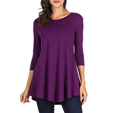 Cnokzol Women Cotton Cowl Neck Tunic Top Long Sleeve Slim Fit Tunic Blouse with Pockets