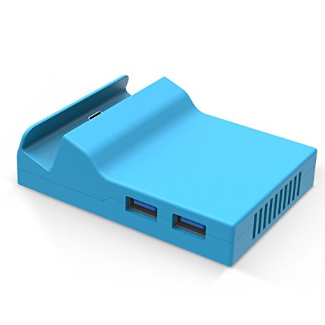 BASSTOP Portable Nintendo Switch Dock Replacement Case ( Only the case, you have to DIY with the circuit board chip from the original dock ) (Blue)