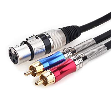Tisino XLR Female to Dual RCA Y Splitter Patch Cable, Unbalanced 1 XLR to 2 RCA/Phono Plug Splitter Duplicator Lead Y-Cable Adapter -5feet/1.5m