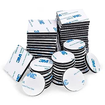 Vicloon Double Sided Sticky Pads, 55pcs Adhesive Foam Pads, Sticky Foam Pads Adhesive Mounting Pads Foam Tape Strong Pad for Car Decor, Home Decor and Office Decor (Square & Round)