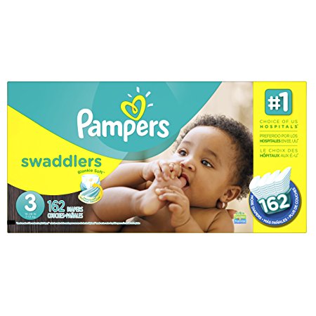 Pampers Swaddlers Disposable Baby Diapers Size 3, Economy Pack Plus, 162 Count (Packaging May Vary)