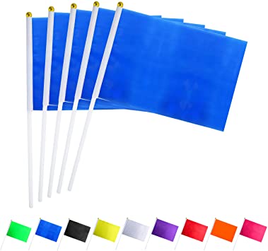 Consummate 25 Pack Solid Blue Flag Small Mini Plain Blue DIY Flags On Stick,Party Decorations for Parades,Grand Opening,Kids Birthday,Party Events Celebration