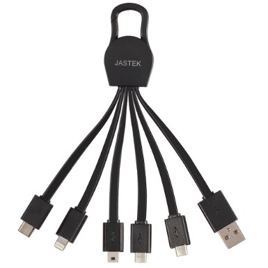 JASTEK Multi Charger Cable with Type C,8pin,Micro,Mini USB Ports for iPhone 6/6s,6/6s Plus,5 / 5S / 5C Nexus 6p,Nexus 5x,Lumia 950/950XL,Oneplus 2,Macbook,Chromebook Pixel etc(1 piece Black)