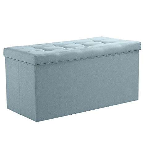 Lifewit Large Folding Storage Ottoman Bench, Storage Container Cube Cabinet, Baby Playroom Puppy Home, Footstool Foot Rest Seat, Light Blue