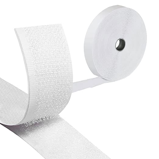 5m Hook and Loop Tape Sew On Tape, 20mm Wide White, Fabric Fastener Fastening Tape Black for Sewing Crafting Fixing Cushions Clothes