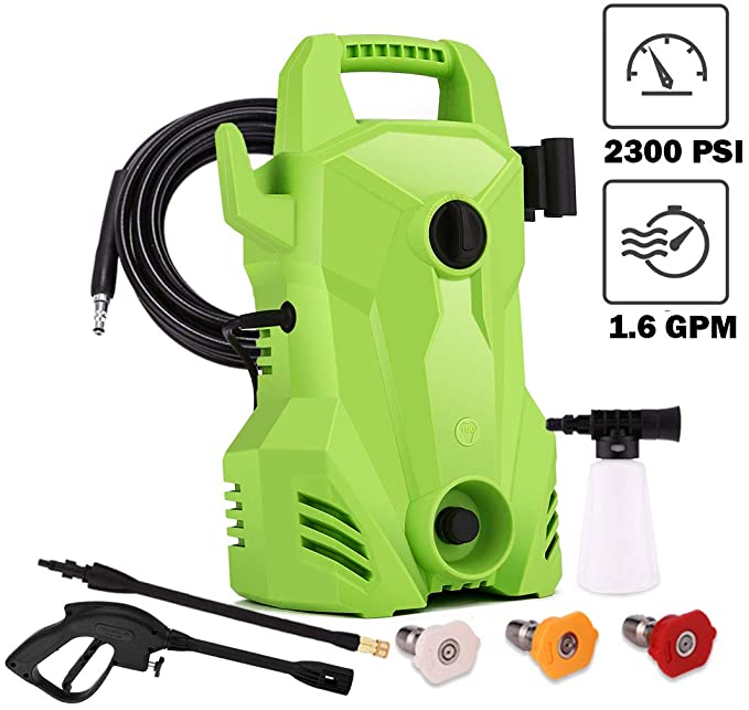 Homdox 2300 PSI Electric Pressure Washer,1400W 1.6 GPM Portable Electric Power Washer with 3 Quick-Connect Spray Tips
