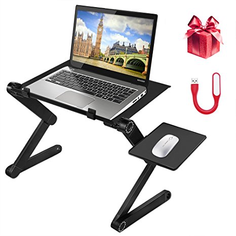 Laptop Stand, Adjustable Laptop Desk Portable Adjustable Aluminum Laptop Stand Desk Ergonomic Design Computer Table Laptop Stand for Bed/Sofa/Home Office with 2 CPU Cooling Fans and Mouse Pad