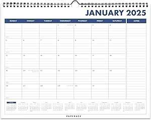 PAPERAGE Calendar 2025-12 Month (Navy), Minimalist Wall and Desk Calendar with Monthly Views and Yearly Plans – Medium (11.5 in x 14.75 in)