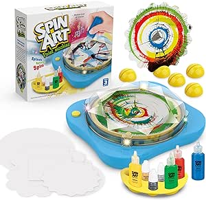 Paint Spin Art Machine Kit for Kids,Arts and Crafts Gifts Set for Boys & Girls Ages 4-8,Battery Operated Spinner Painting Toys,Light & Music,Flexible Splatter Guard,Detachable and Washable