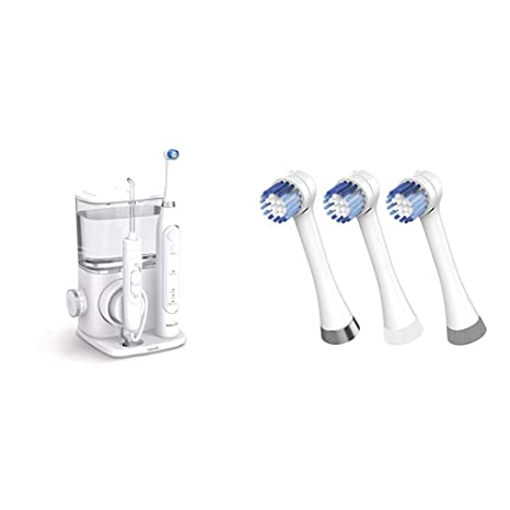 Waterpik CC-02 Complete Care 9.5 Oscillating Electric Toothbrush   Water Flosser, White, Medium with Triple Clean Complete Care Replacement Brush Heads, White, OTRB-3WW, 3 Count