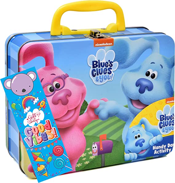 Blue's Clues Coloring and Activity Tin Box Mess Free Crafts for Kids with Crayons Stickers Sketch Pad Color Art Set for Girls Boys Toddlers Gift Boutique Bookmark Included