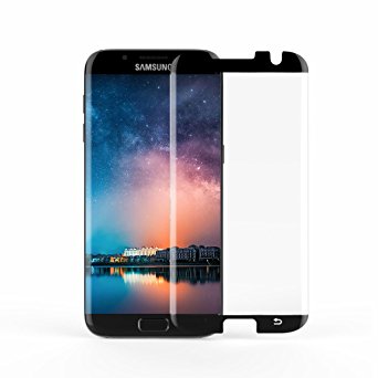 [Case Friendly] S7 Edge Screen Protector,JR-Glass Curved Tempered Glass Screen Protector (95% Coverage) for Samsung Galaxy S7 Edge(Bubble Free Installation),Black Frame