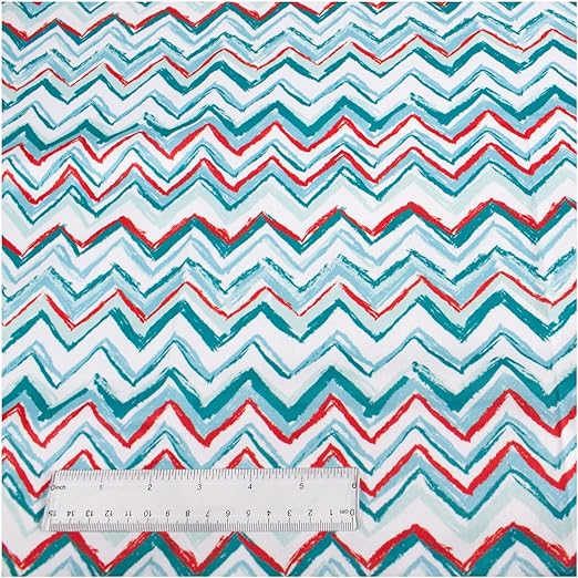 Polyurethane Laminate (PUL) Pre-Cut Fabric by The Meter. Waterproof and Breathable. Perfect for Cloth Diapers and Similar Projects. 2 Meter, Blue-Red Chevron