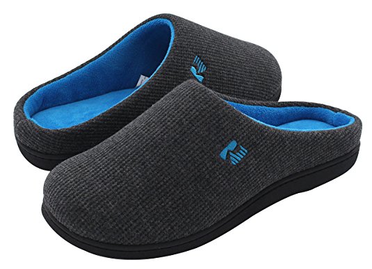 RockDove Two-Tone Memory Foam Slippers for Men, Warm & Comfortable Slip On Clog Style w/ Indoor Outdoor Sole