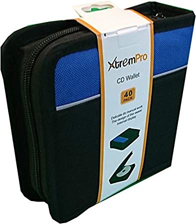 XtremPro CD DVD VCD Blue-ray Nylon Zipper Wallet Case 40 Capacity- Black, Blue (11093)