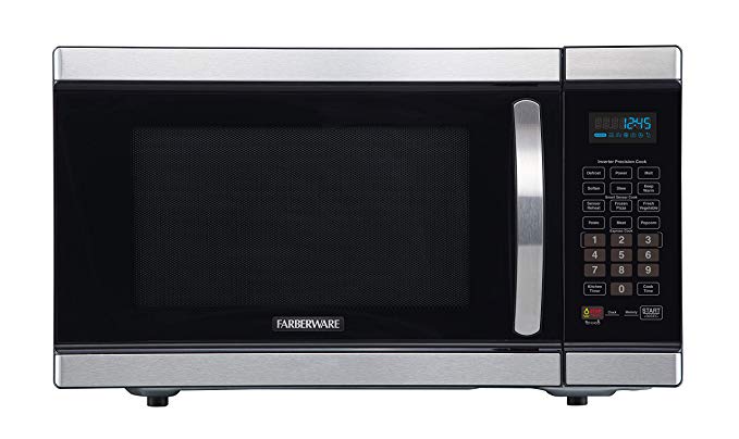 Farberware Gourmet FMO11AHTBKJ 1.1 Cu. Ft 1100-Watt Microwave Oven with Smart Sensor and Inverter Technology, ECO Mode and LED Lighting, Stainless Steel