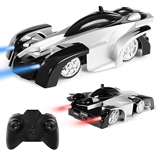 SGILE Remote Control Car Toy, Rechargeable RC Stunt Wall Climber Car with Mini Controller, Dual Mode, 360° Rotating and LED Head Gravity-Defying,Boys Girls Kids Toy for Birthday Present Gift,Black