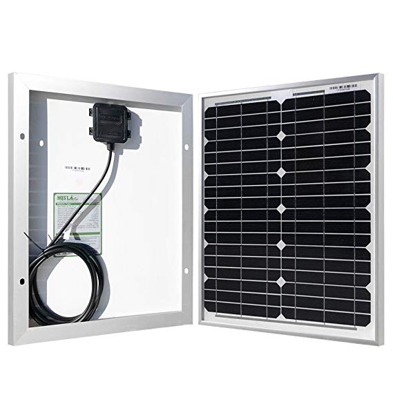 HQST 20 Watt 12 Volt Monocrystalline Solar Panel for DC 12V Battery Charging and Any Other Off Grid Applications