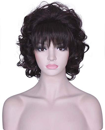 Diforbeauty Older Women Short Messy Curly Synthetic Hair High Temperatuer Natural As Real Hair Wigs for Daily Use (Light Brown)