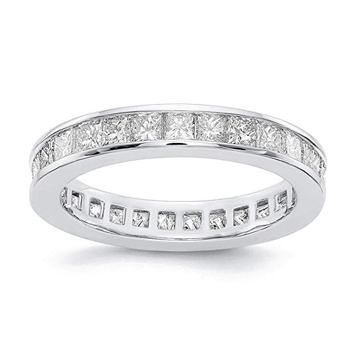 PAVOI 14K Gold Plated Cubic Zirconia Rings | Princess Cut Eternity Bands | Stackable Gold Rings for Women