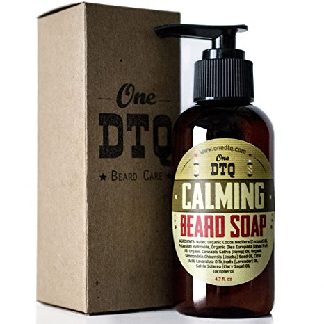 BEARD WASH - OneDTQ Calming 100% Natural & Organic Beard Soap - Leaves Hair Clean & Soft - 4.7 FL OZ