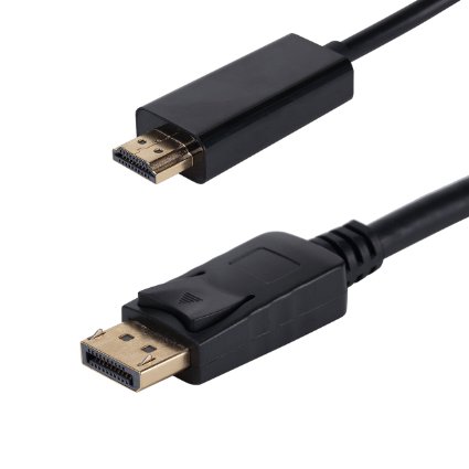 TecBillion Gold Plated DisplayPort to HDMI HDTV Cable 6ft, Black