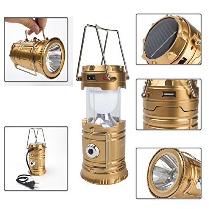 GYY 3 In 1 Solar Rechargeable Collapsible Portable LED Camping Lantern Flashlight for Home Fishing Hiking Backpacking Emergency
