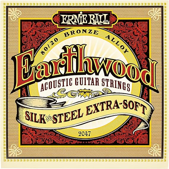 Ernie Ball 2047 Earthwood Silk and Steel Extra Soft 80/20 Bronze Acoustic String Set (10-50)